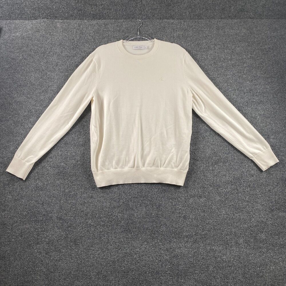 Calvin Klein Long Sleeve Sweater Pullover White Womens Size M Medium
